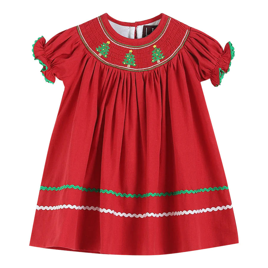 RED CHRISTMAS SMOCKED DRESS