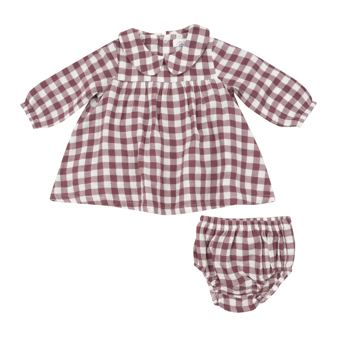 PETER PAN COLLAR DRESS & BLOOMER SET - PLUM