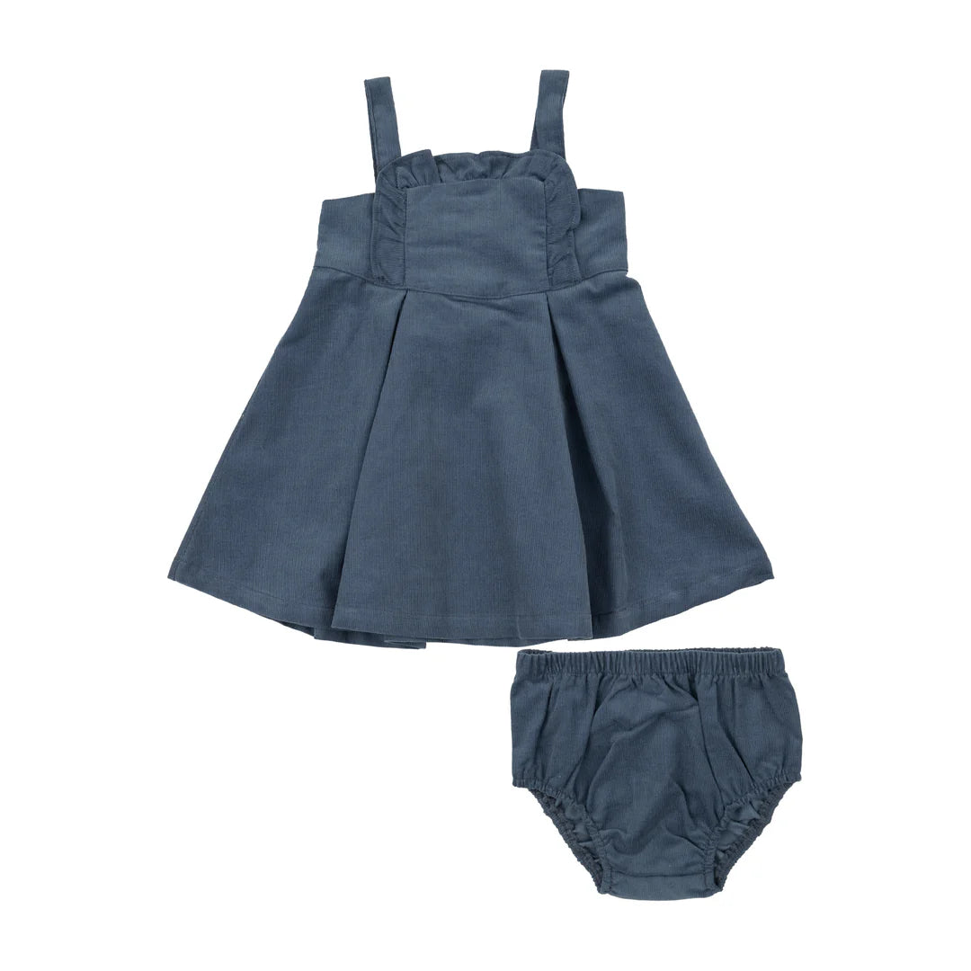 CORDUROY NAVY DRESS W/ BLOOMER