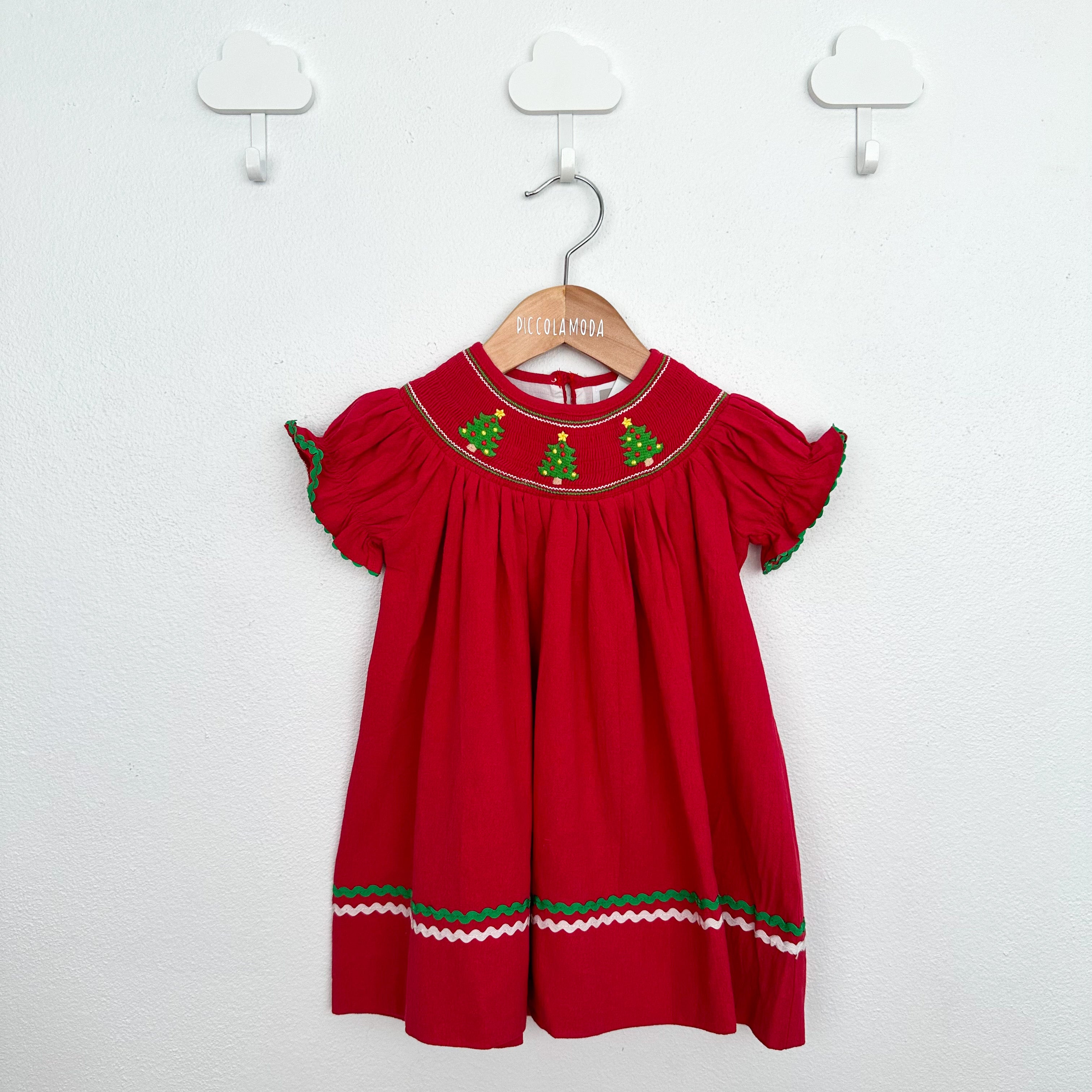 RED CHRISTMAS SMOCKED DRESS