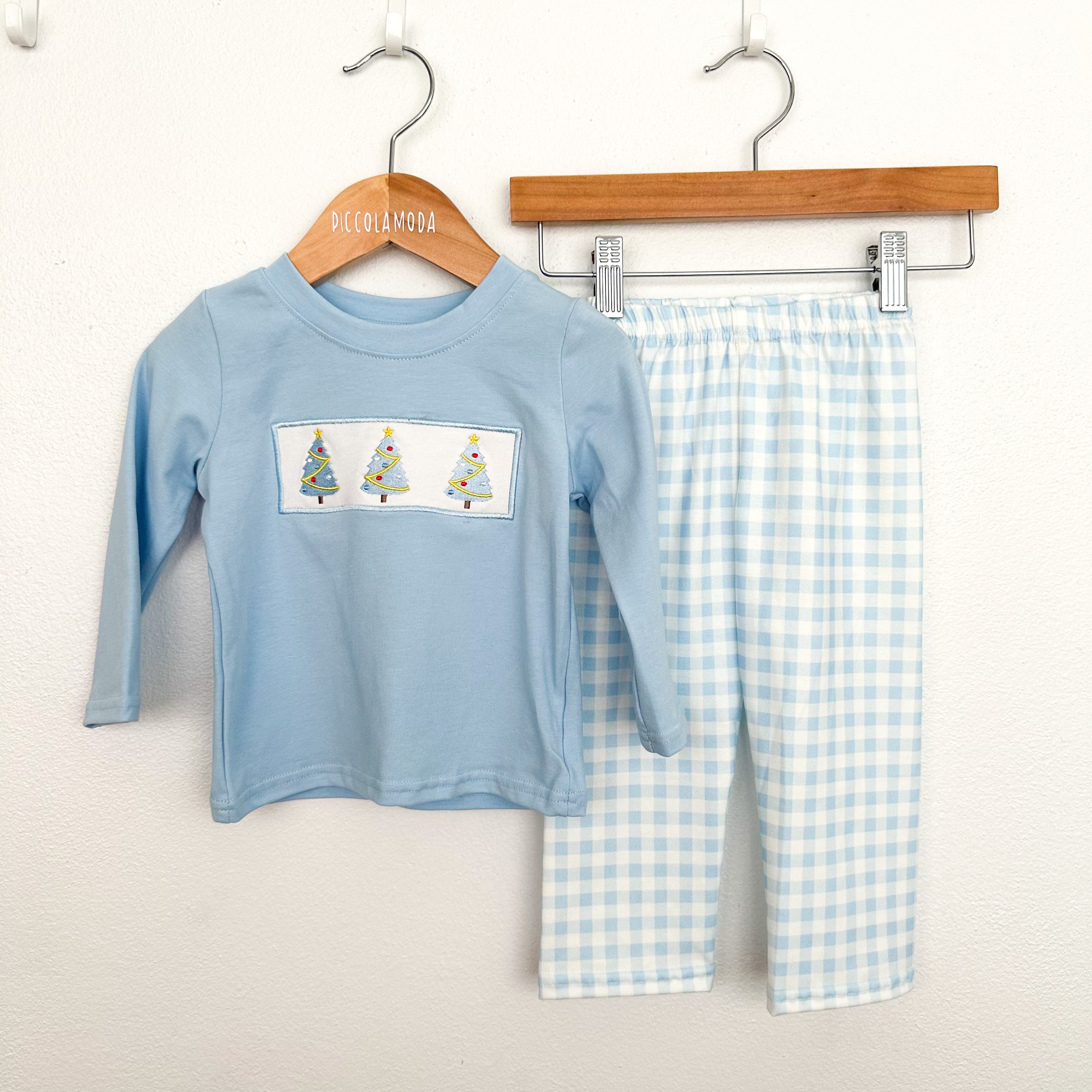 BLUE CHRISTMAS EMBROIDERY PJS