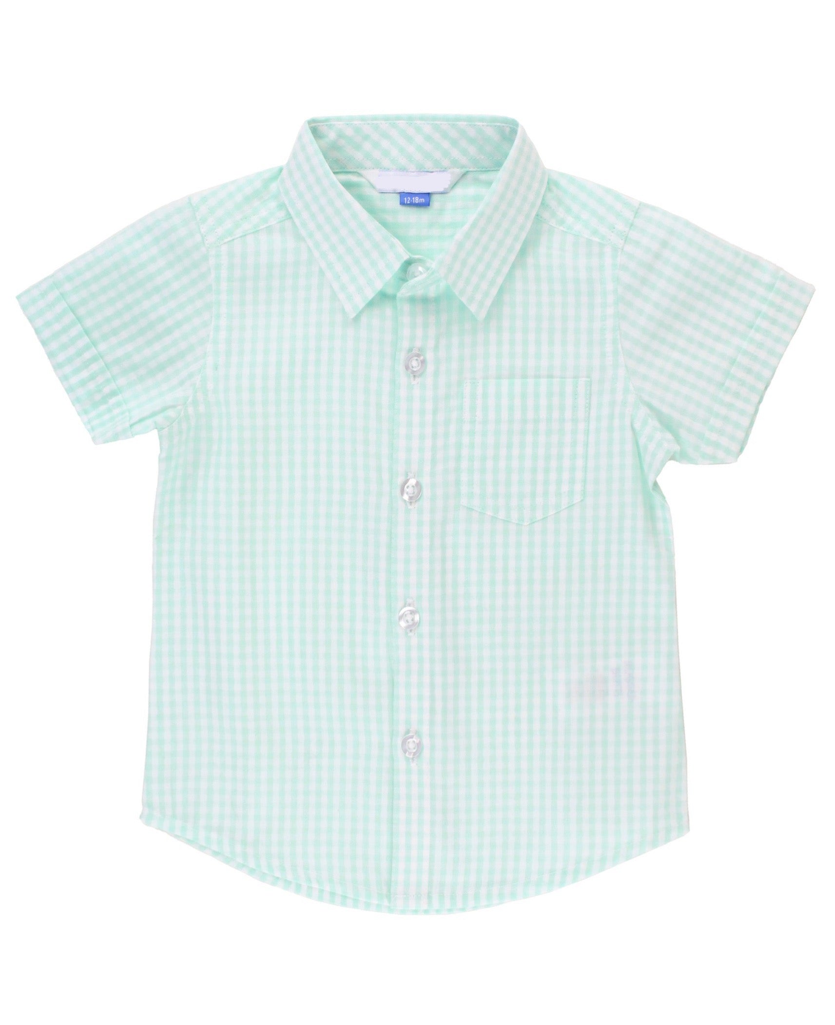 AQUA SHORT SLEEVE BUTTON DOWN SHIRT (18-24M)