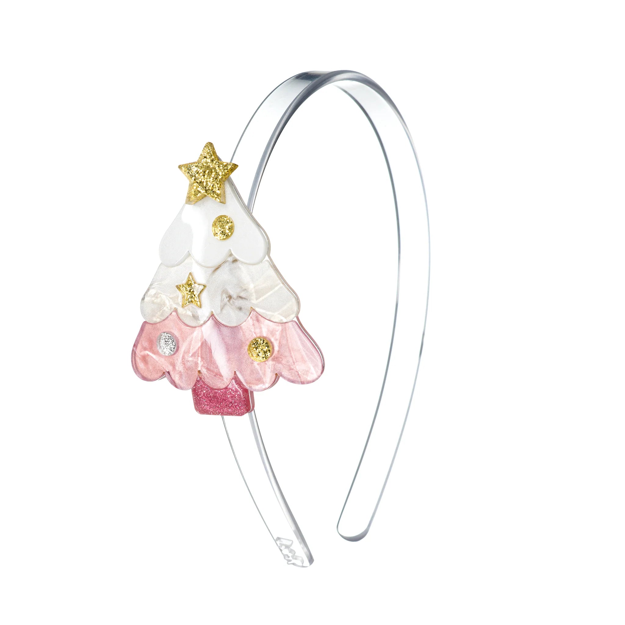 CHRISTMAS TREE PEARLIZED HEADBAND (PINK)