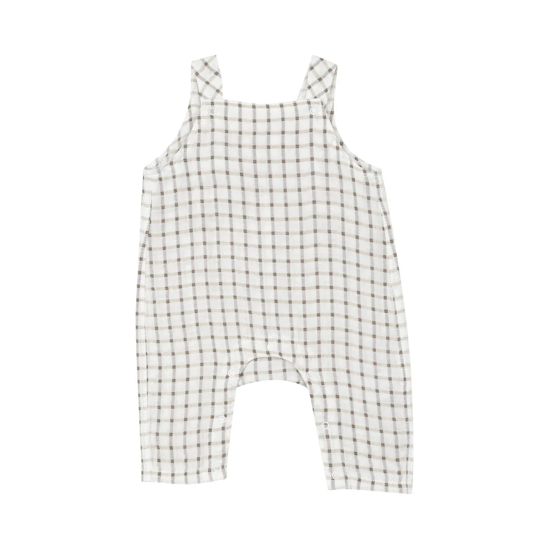 PLAID OVERALLS - BEIGE