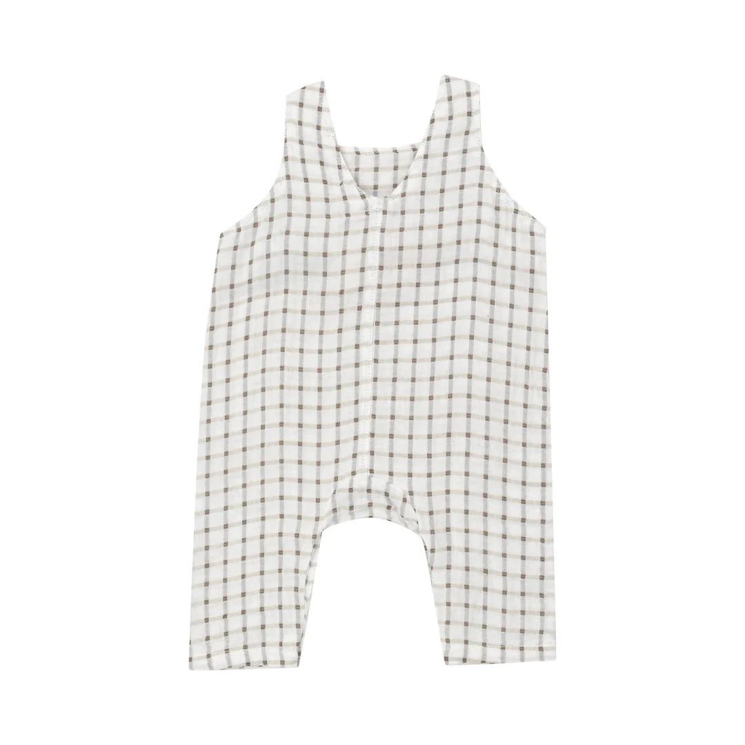 PLAID OVERALLS - BEIGE