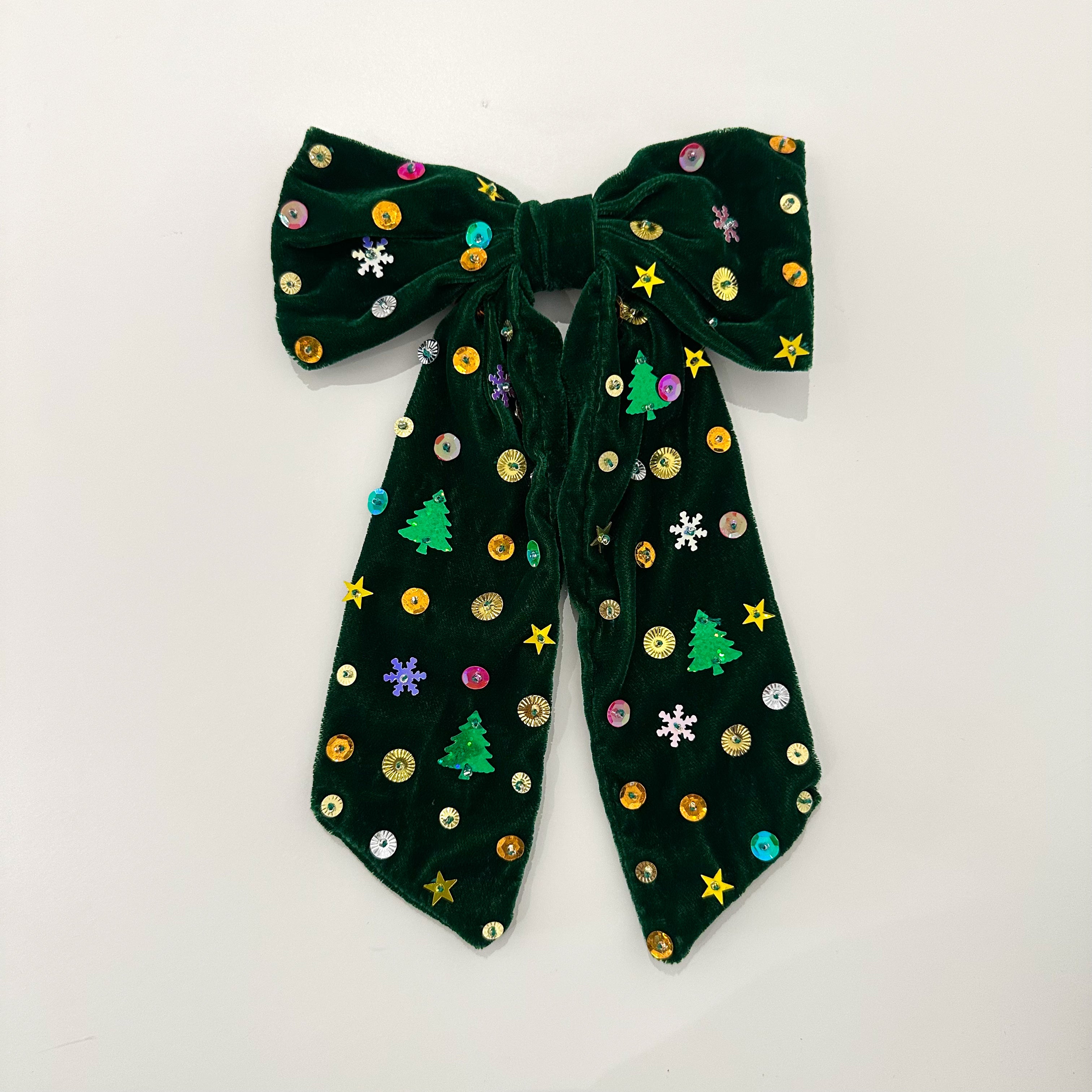 GREEN VELVET CHRISTMAS BOWS