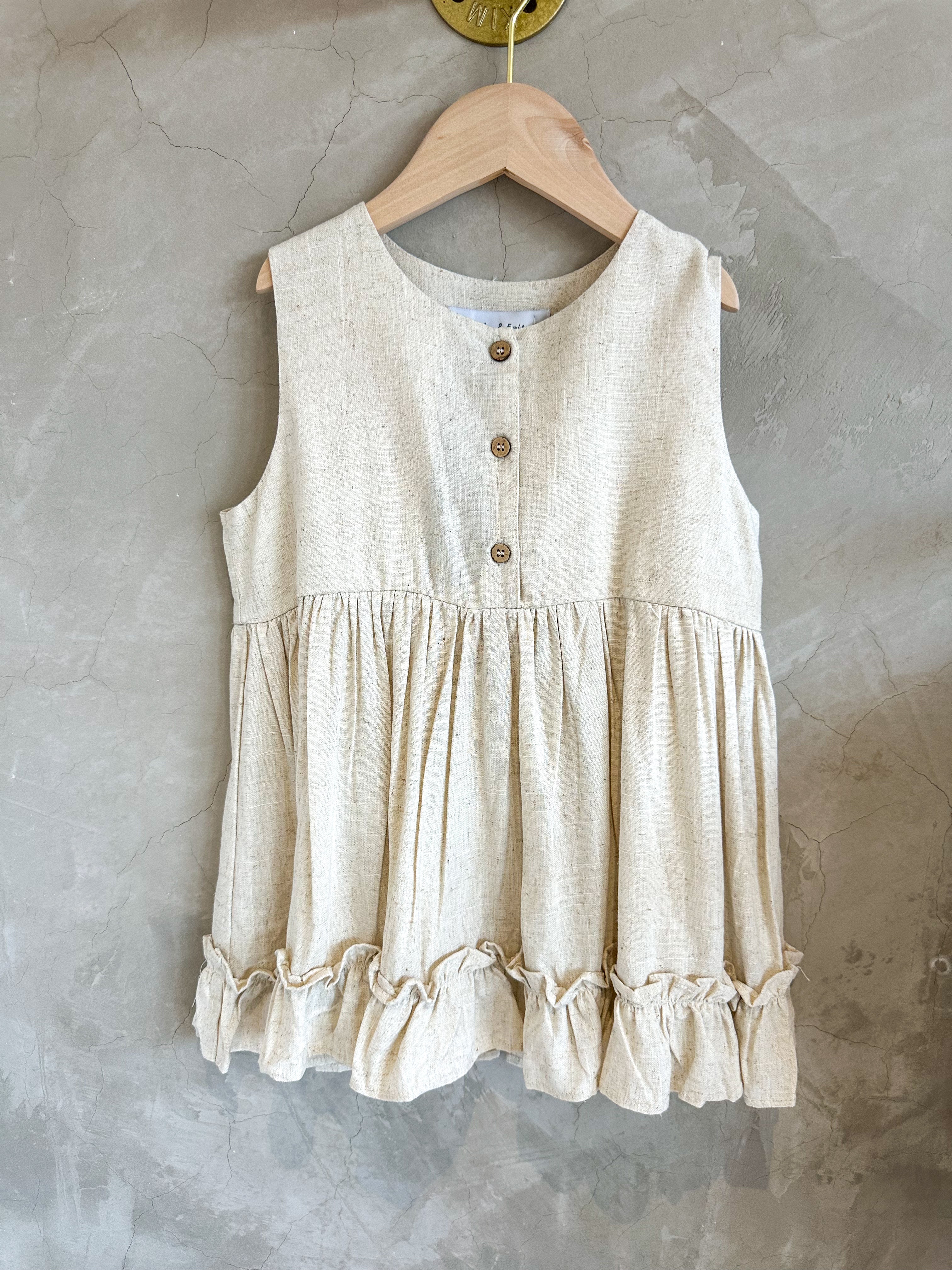 CRISTY BEIGE LINEN SHORT DRESS