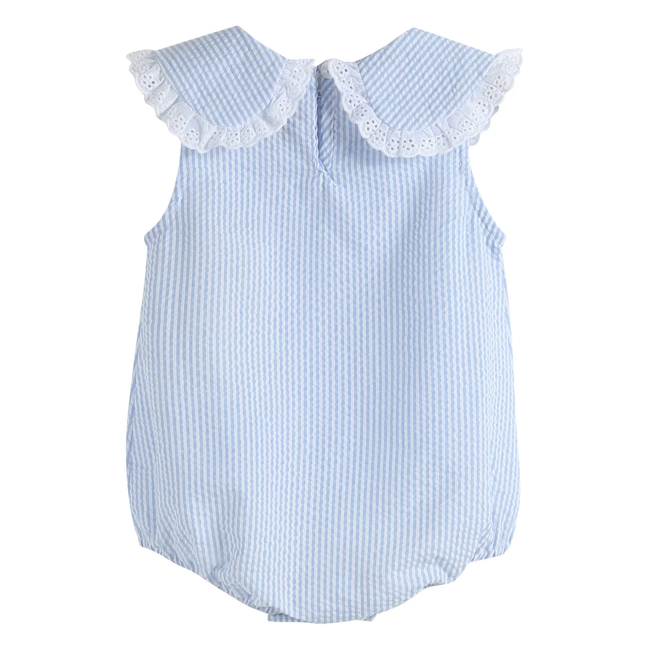 CLASSIC LIGHT BLUE SEERSUCKER COLLARED ROMPER