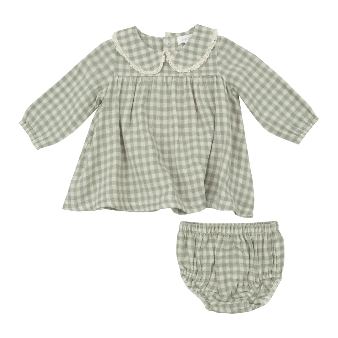 PETER PAN COLLAR DRESS & BLOOMER SET - GREEN