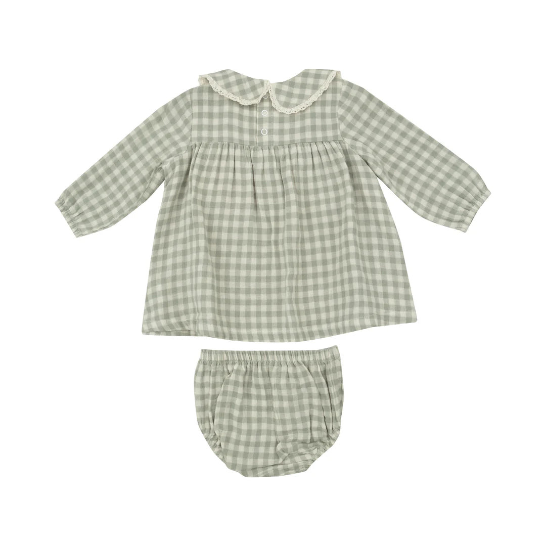 PETER PAN COLLAR DRESS & BLOOMER SET - GREEN