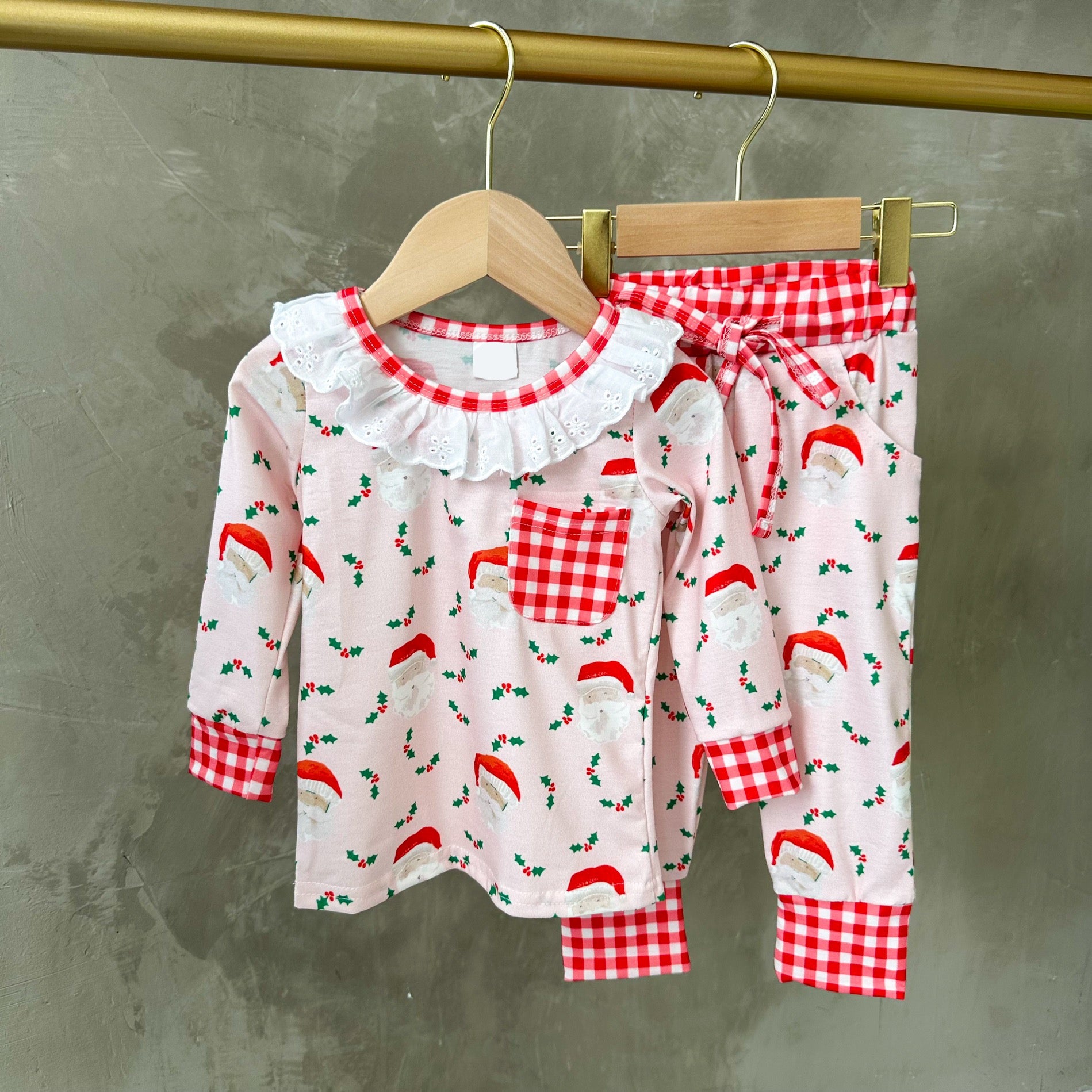 RED PLAID CHRISTMAS GIRL PJS