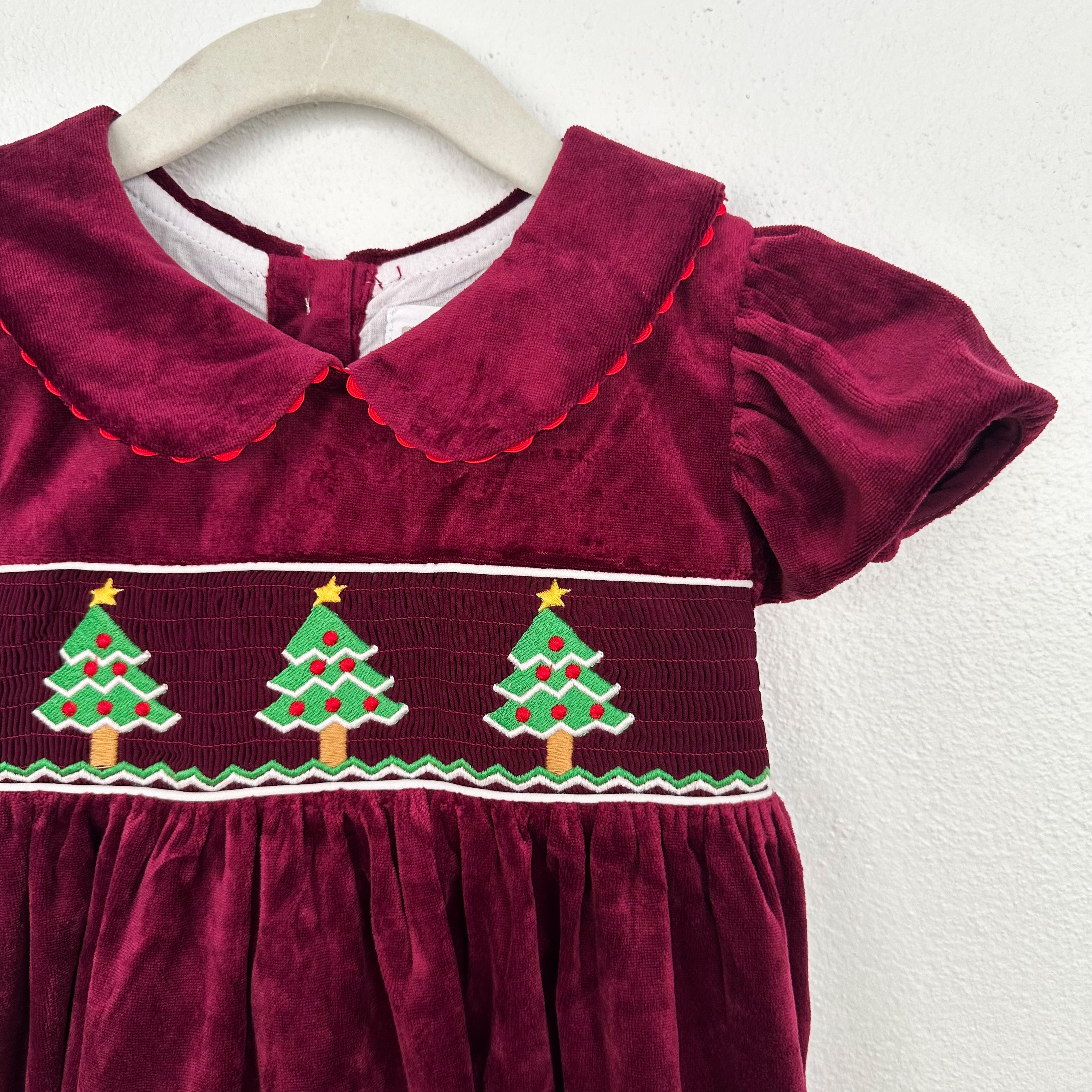 BURGUNDY VELVET CHRISTMAS DRESS (4T)