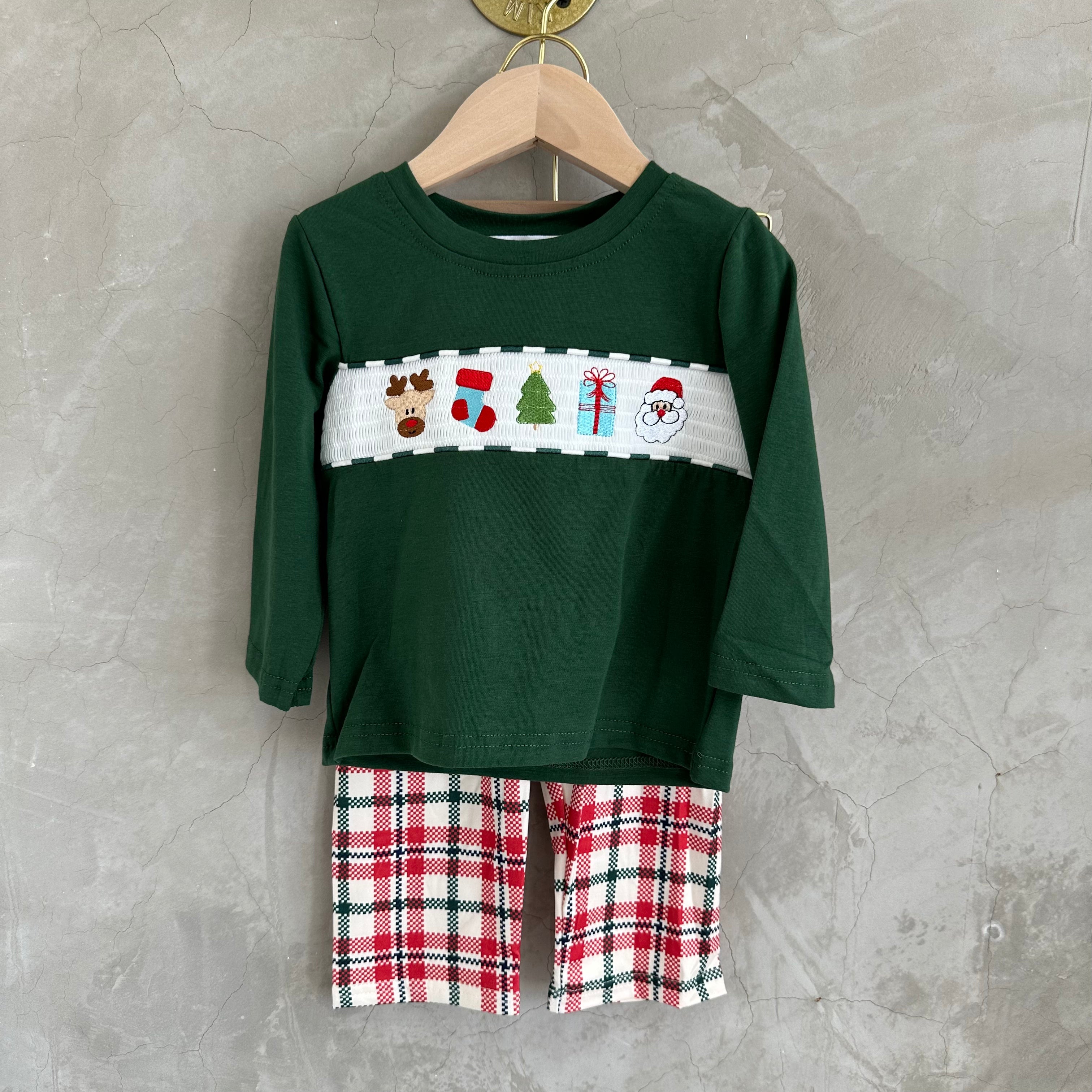 GREEN PLAID CHRISTMAS SET PJS