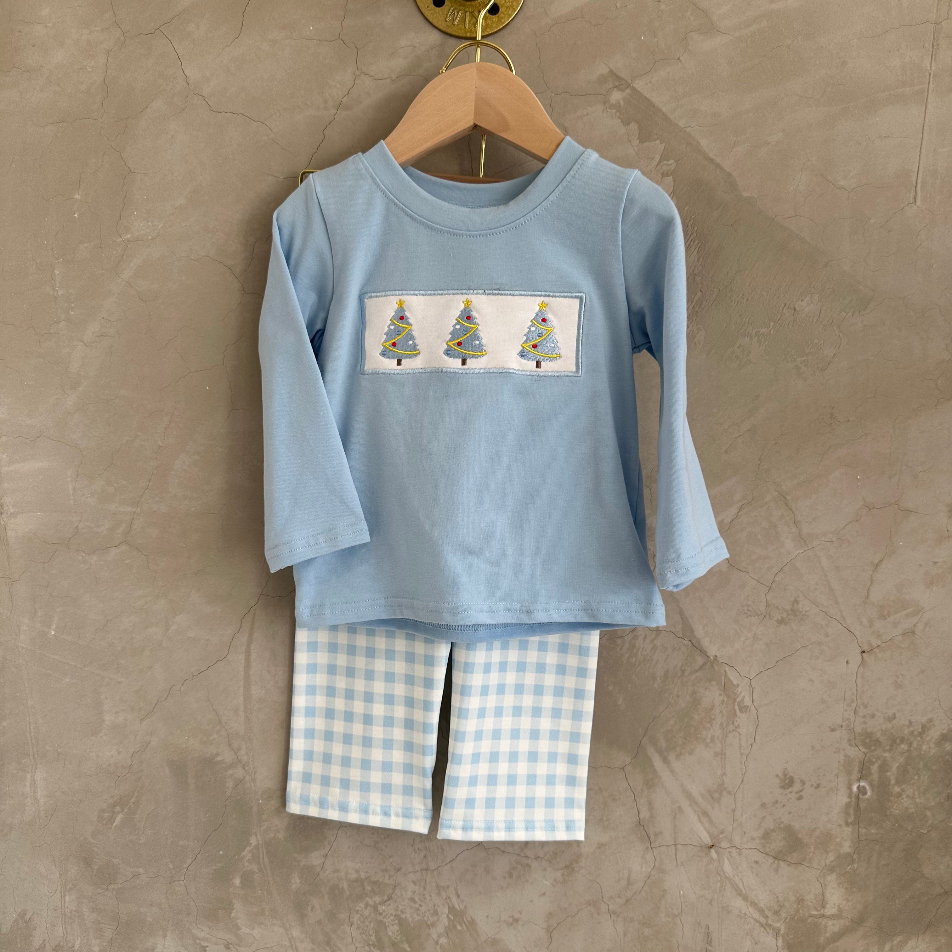 BLUE CHRISTMAS EMBROIDERY PJS