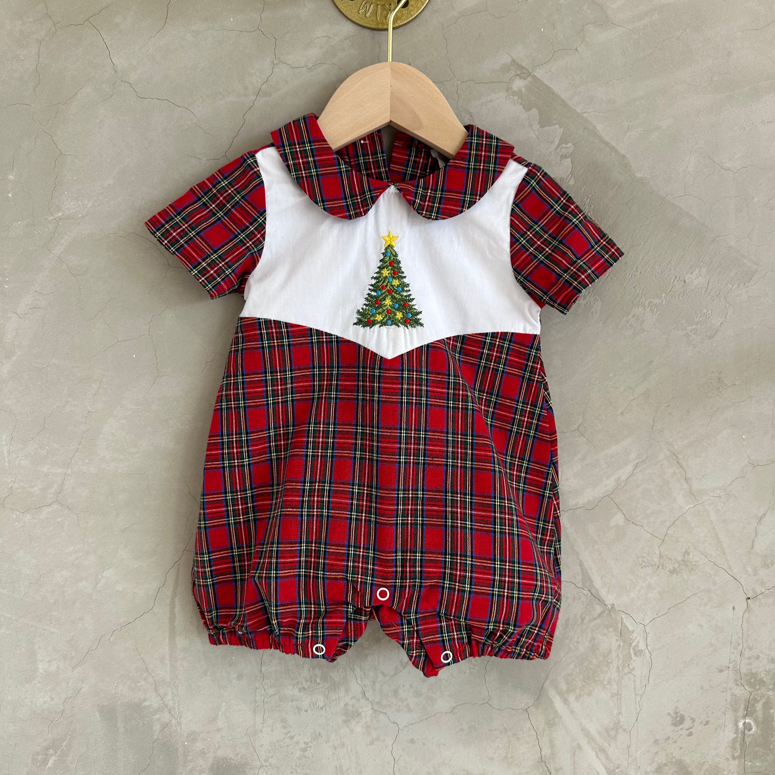 Pink Chicken NY 3-6 Month outlet Christmas Plaid Romper