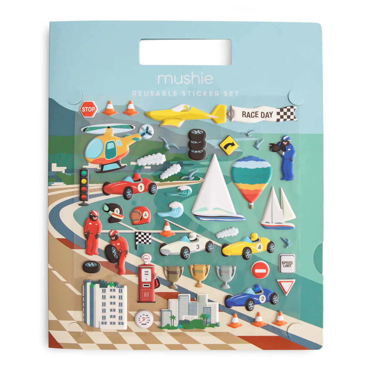 REUSABLE STICKER SET - (RACE CARS)