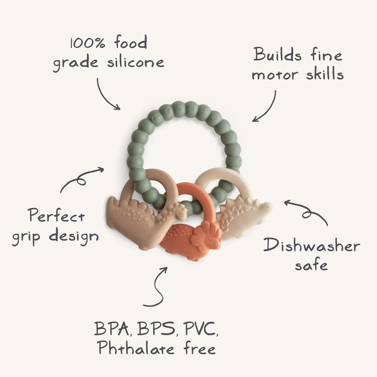 DINO TEETHING RING