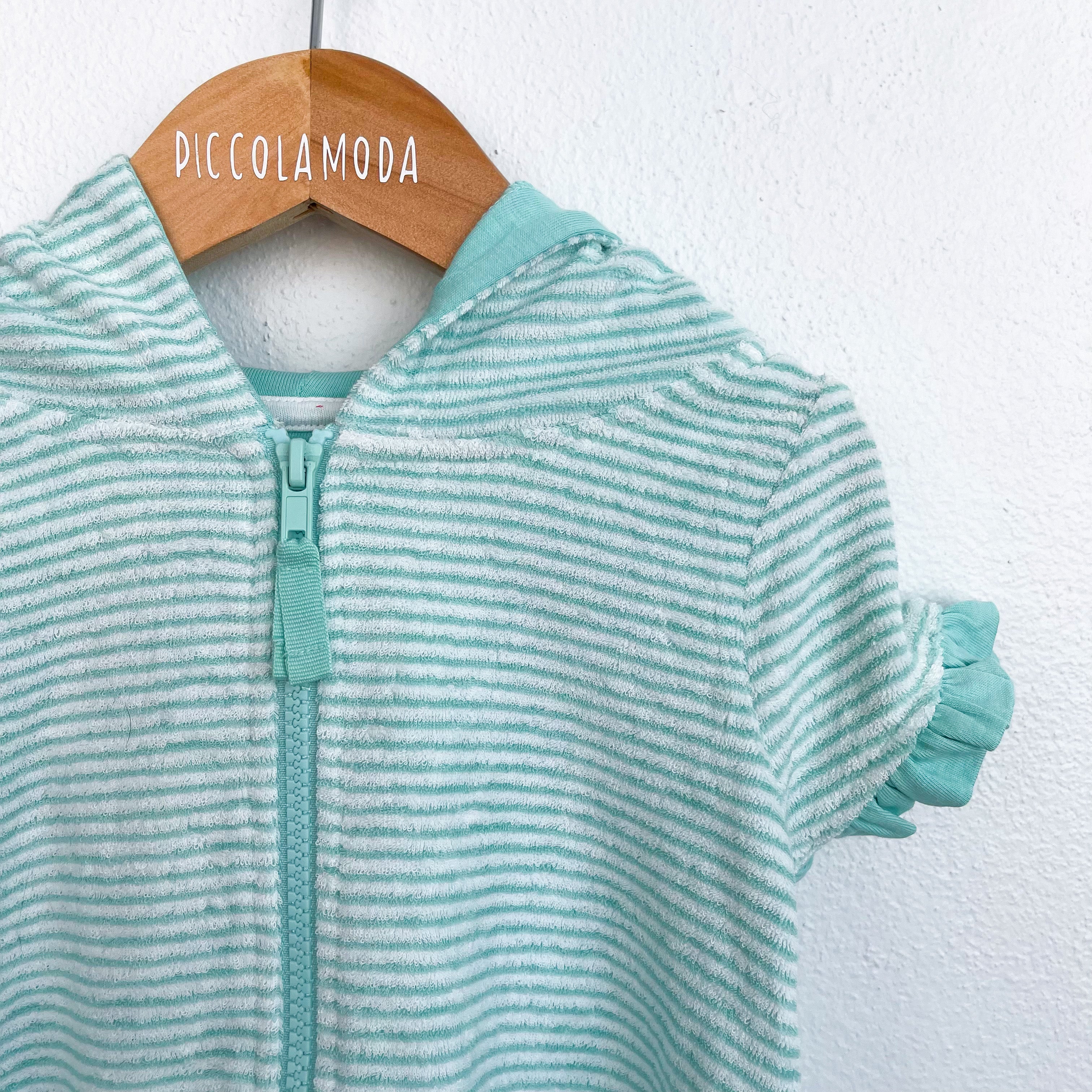 AQUA STRIPE ZIP COVER UP (2T)